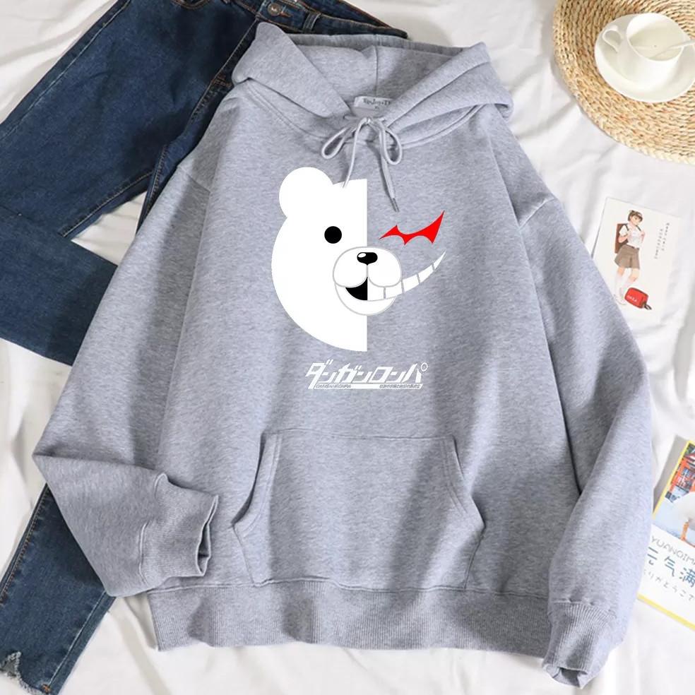 Hoodie Wanita Tebal Ori Oversize Lucu Gambar Beruang Putih Sweater Cewek Kekinian 2021 Hodie Wanita