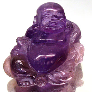 Natural Unheated Amethyst Happy Buddha Carved 98.18Ct YZ109