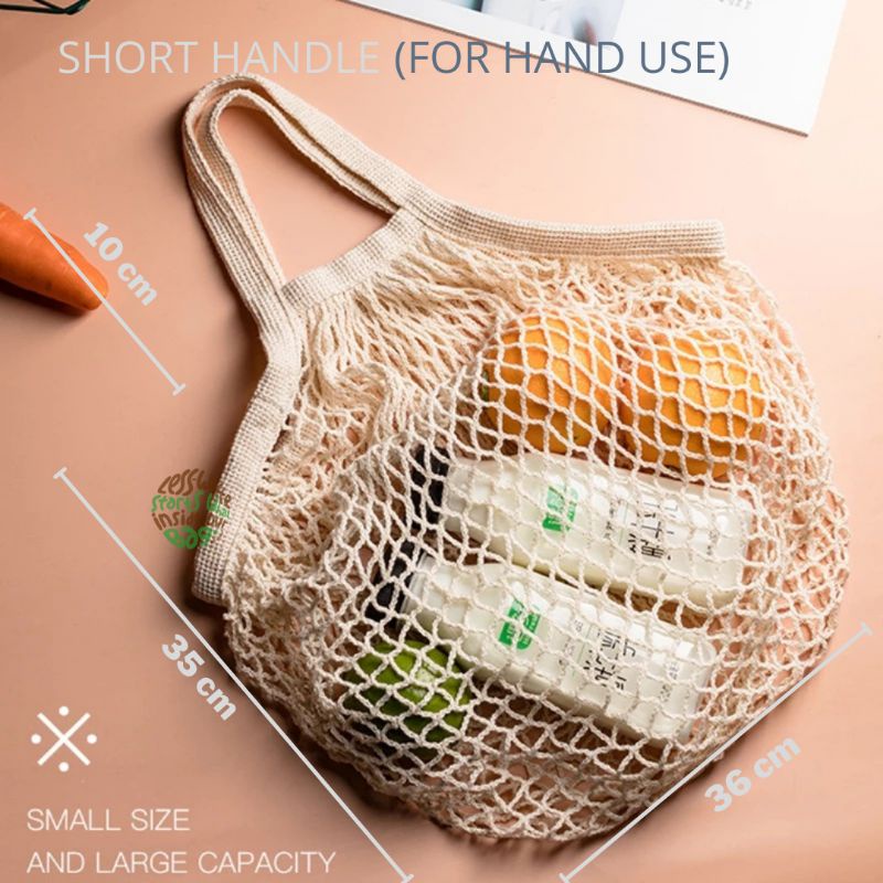 Tas Belanja Jaring Katun Tas Jaring Tas Pantai Reusable Bag Cotton Mesh Bag Net Bag Grocery Bag Fishing Net Tote Bag Tas Ramah Lingkungan