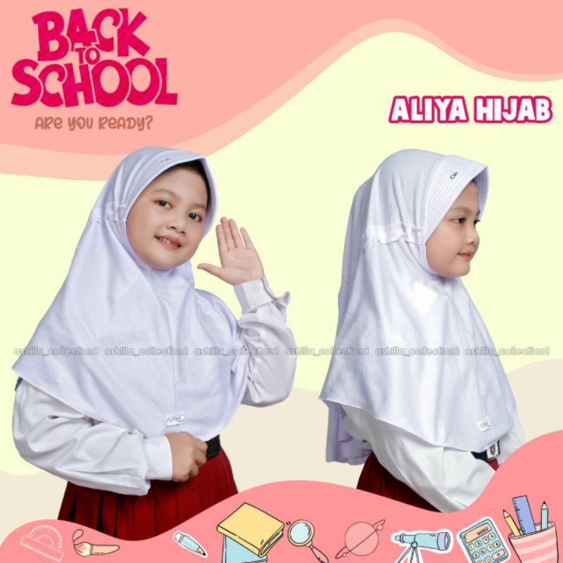 RABBANI KW Kerudung Anak Sekolah SD Khusus Putih Model Serut Tali Belakang