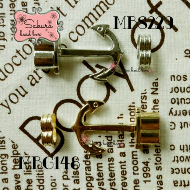 Pengait Gelang Tali Kulit Jangkar Anchor Bahan Aksesoris Gelang / Kalung Tali Kulit