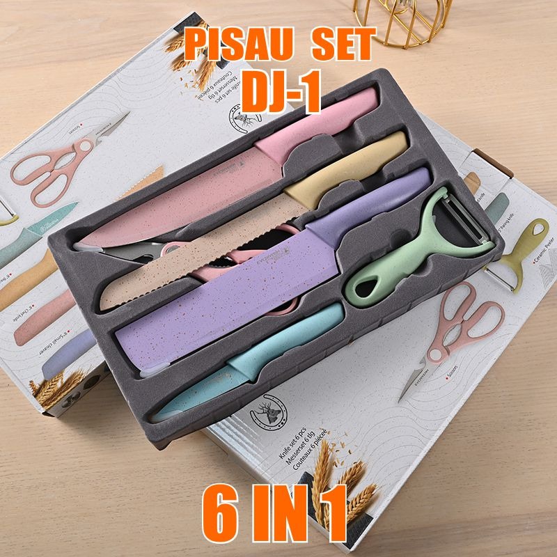 Pisau Sultan Set Keramik 6 IN 1 / PISAU SET GANDUM JERAMI 6IN1 / KITCHEN KNIFE - DuniaRumah88