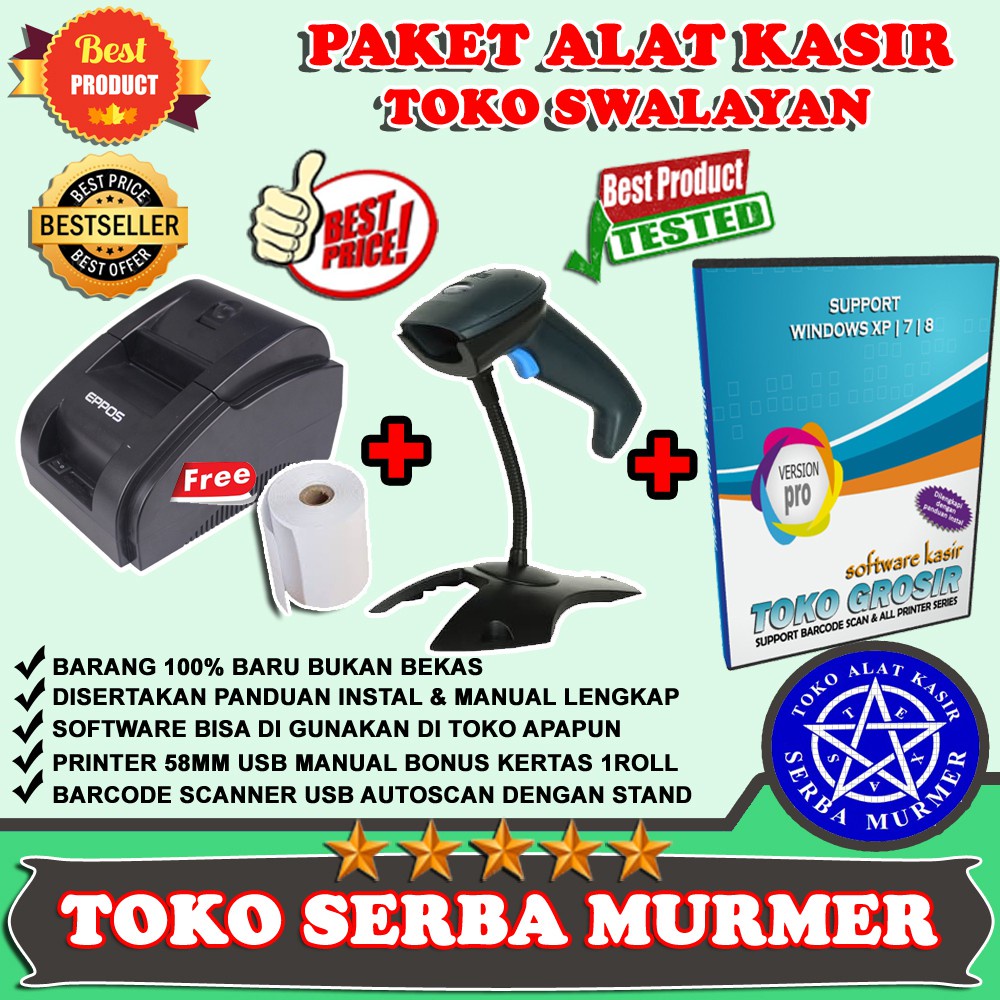 Paket kasir toko retail grosir lengkap printer dan software full versi