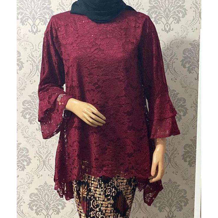 PROMO  KEBAYA RINJANI BRUKAT ( HANYA ATASAN ) - Kebaya Tunik Modern 2021 - Kebaya Tunik Brukat Tile 