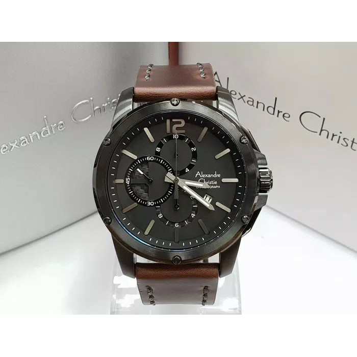 jam tangan pria Alexandre Christie Original AC 6486 MCL COKLAT HITAM