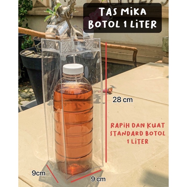 

025 Tas Mika Bening Isi 1 Liter Botol PVC Hampers Goodiebag Souvenir Tebal Tas Lightstick