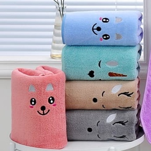 Baby Towel Handuk Bayi Microfiber Kuping Lucu Premium Towel UK 50x100