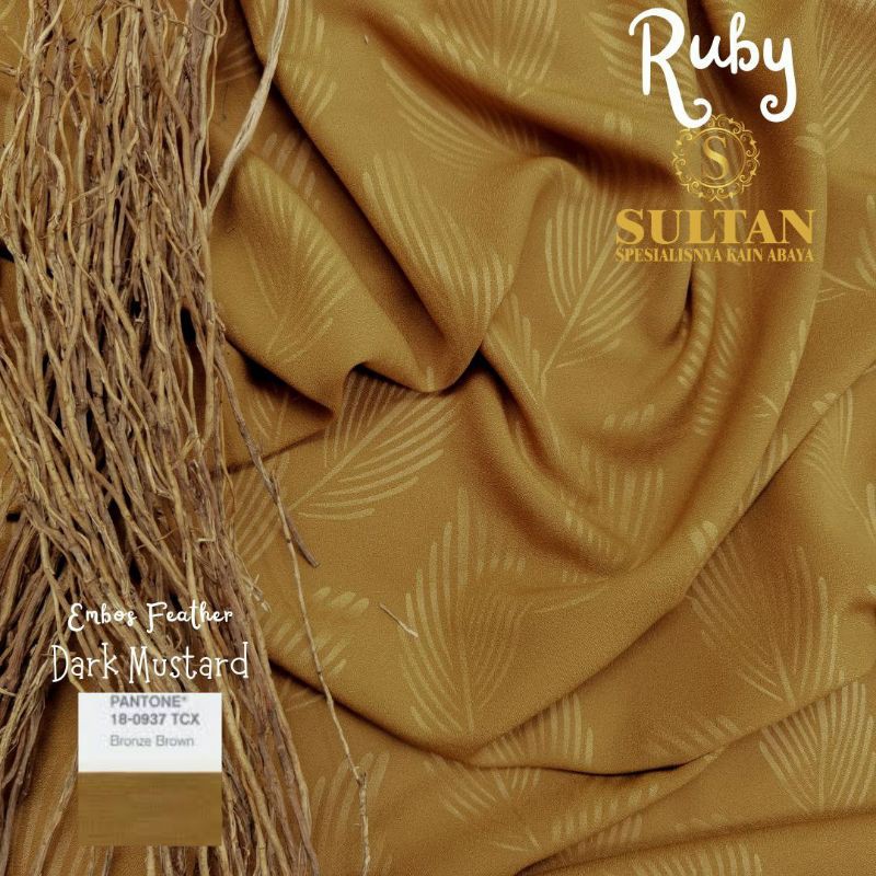 50CM EMBOS FEATHER RUBY DARK MUSTARD WOLLYCREPE KAIN SULTAN