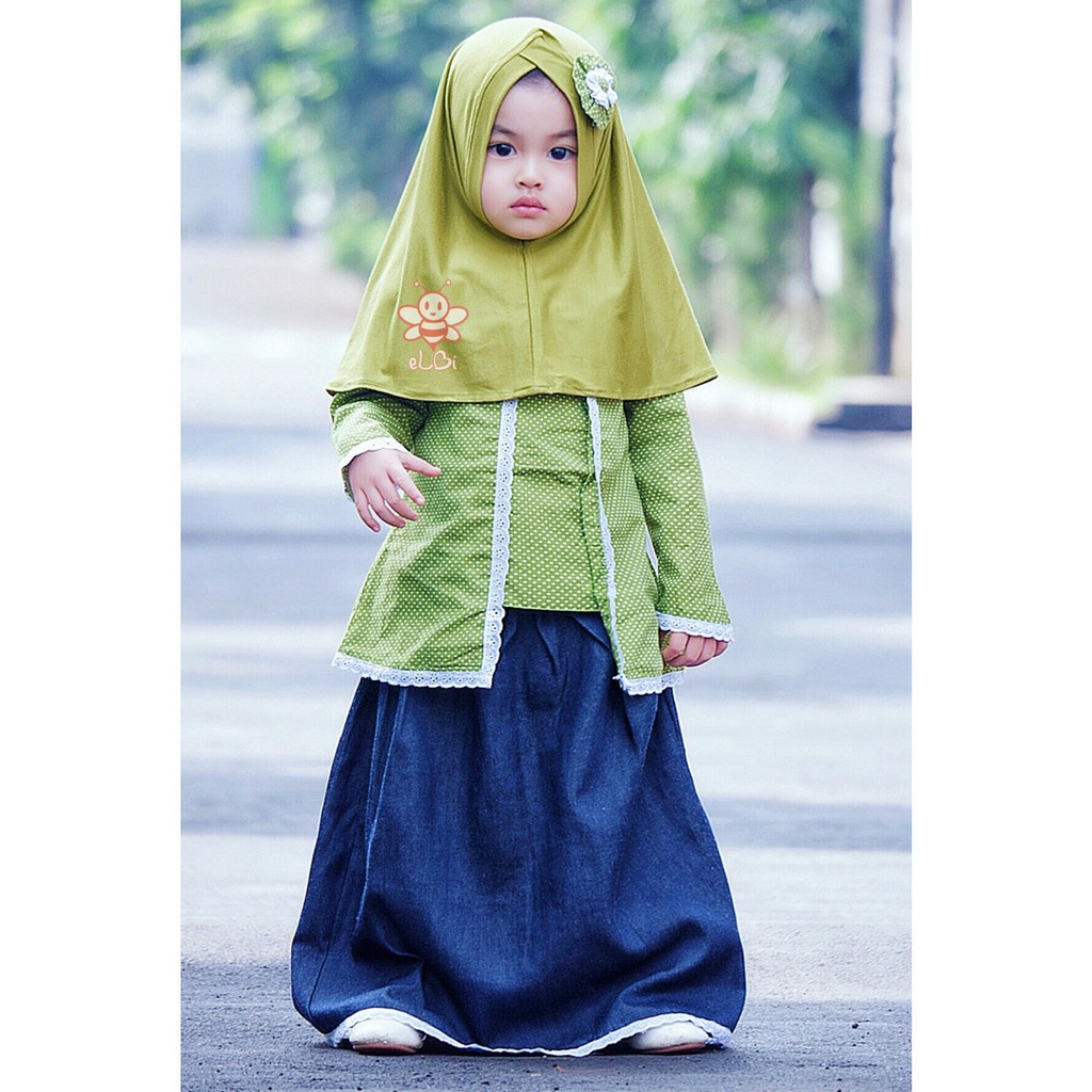 Baju Muslim Anak Perempuan / Baju Muslim Anak ELBI / Kutubaru Anak Calista Set 1-6 Tahun Rayon