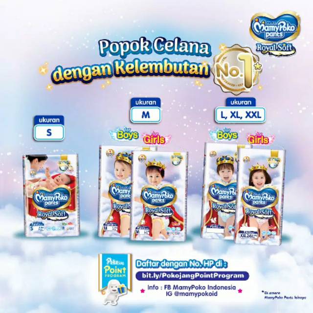 Pampers Mami Poko Pants Celana Royal Soft S M L XL