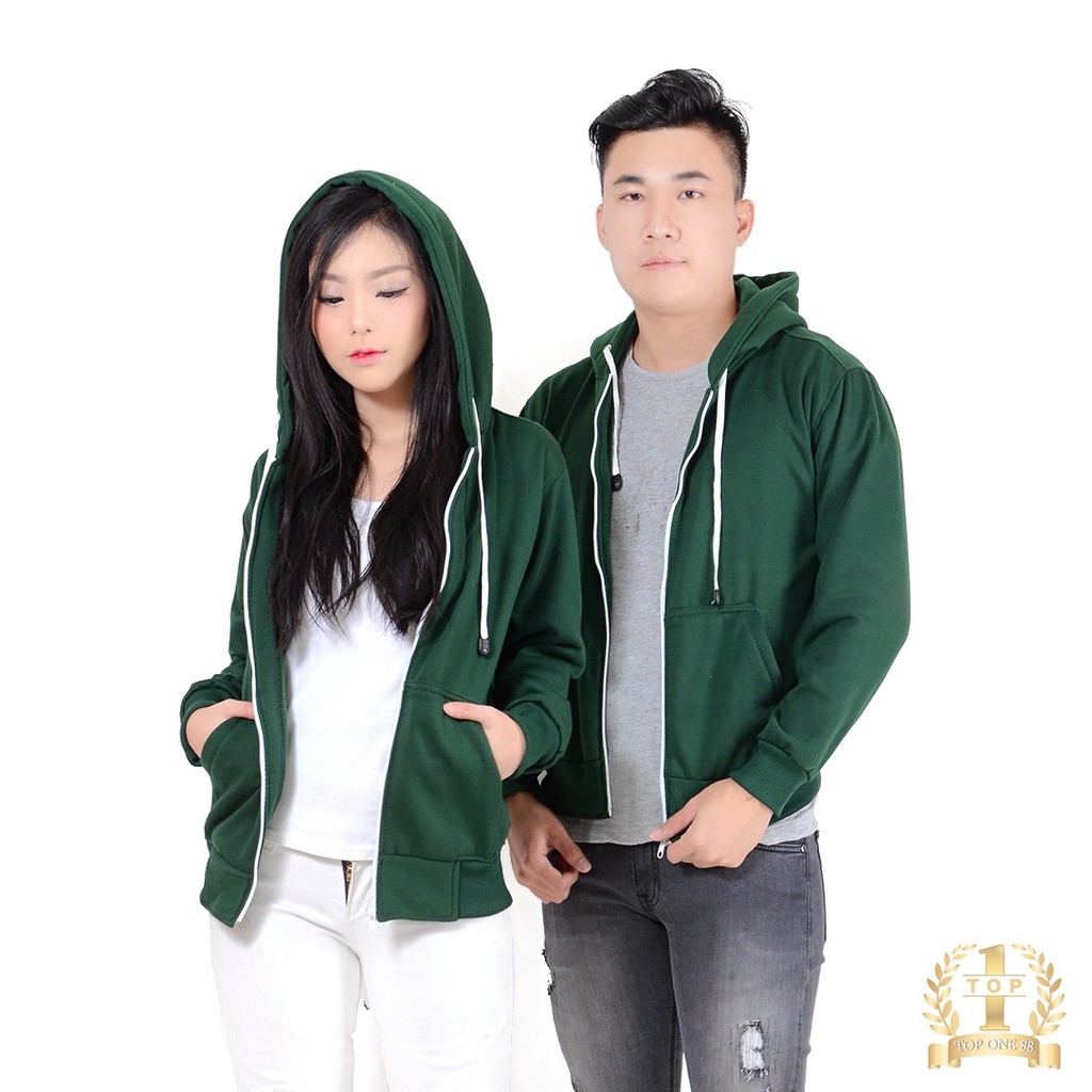 TopOne88 Jaket  Royal Hoodie Zipper Unisex Hijau  Botol  