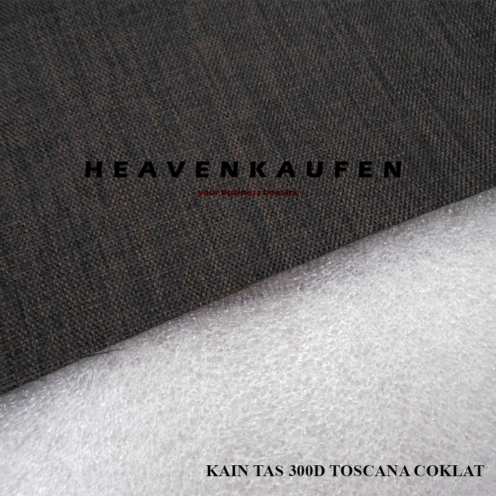 Kain Tas Polyester 300D Warna Coklat Tua Motif Salur Toscano Coating PVC Meteran Untuk Bahan Tas Pun