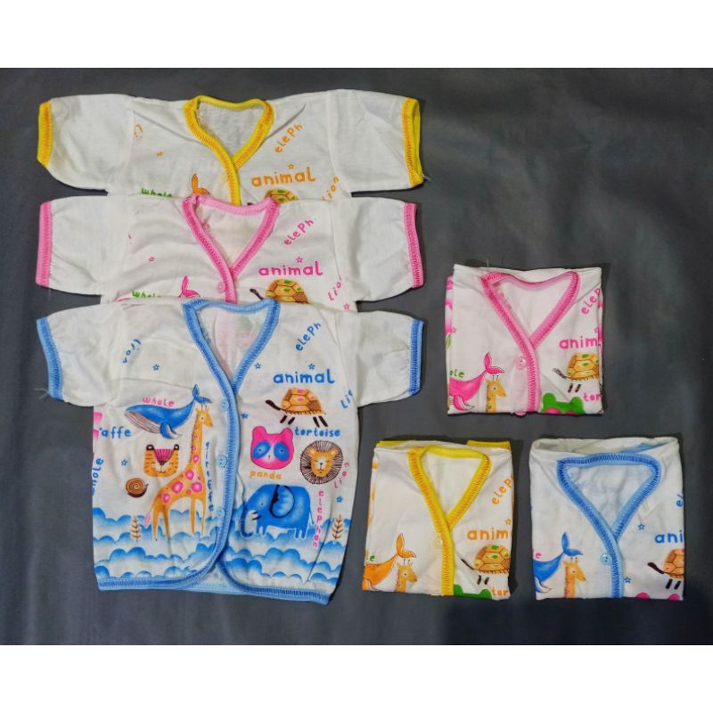 Baju Bayi Baru Lahir Lengan Pendek SKR Bahan Katun Size New Born Atasan Bayi Newborn Murah