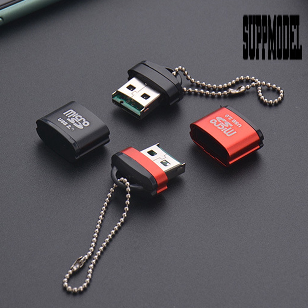 &lt; Suppmodel Card Reader USB TF Portable Bahan Aluminum Alloy Dengan Gantungan Kunci