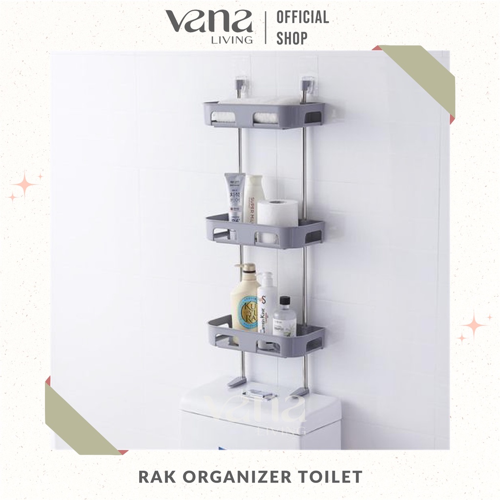 Vana Rak Toilet Organizer Kamar Mandi Susun WC Rack Tempel Dinding Kloset Multifungsi Serbaguna Untuk Tissue Sabun Lotion Tempat Bumbu Dapur