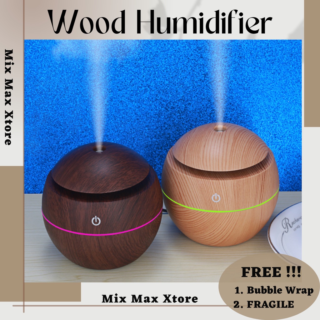 Taffware Humidifier Diffuser Aromaterapi Desain Kayu 130ml (HUMI H41) - Brown &amp; Yellow