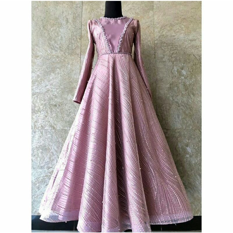 DRESS PAYET GAUN MUSLIMAH MEWAH / GAMIS GAUN PENGANTIN