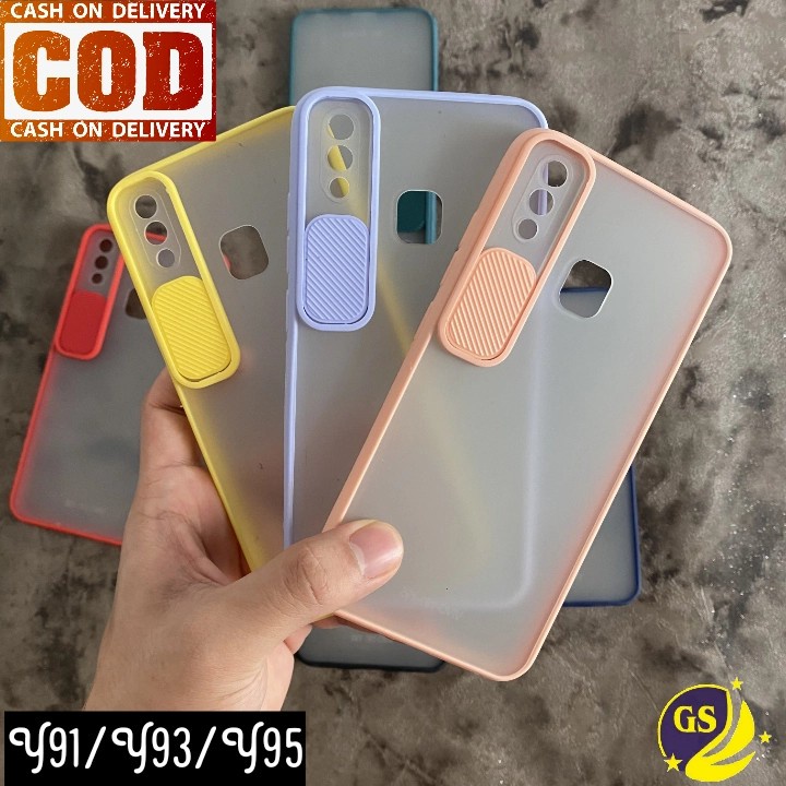 Vivo S1 S1 Pro S1Pro / Y19 / Y91 Y93 Y95 / Y91C Y1S Non Finger Slide Case Protection Camera Matte Candy Kamera Sliding Casing Windows