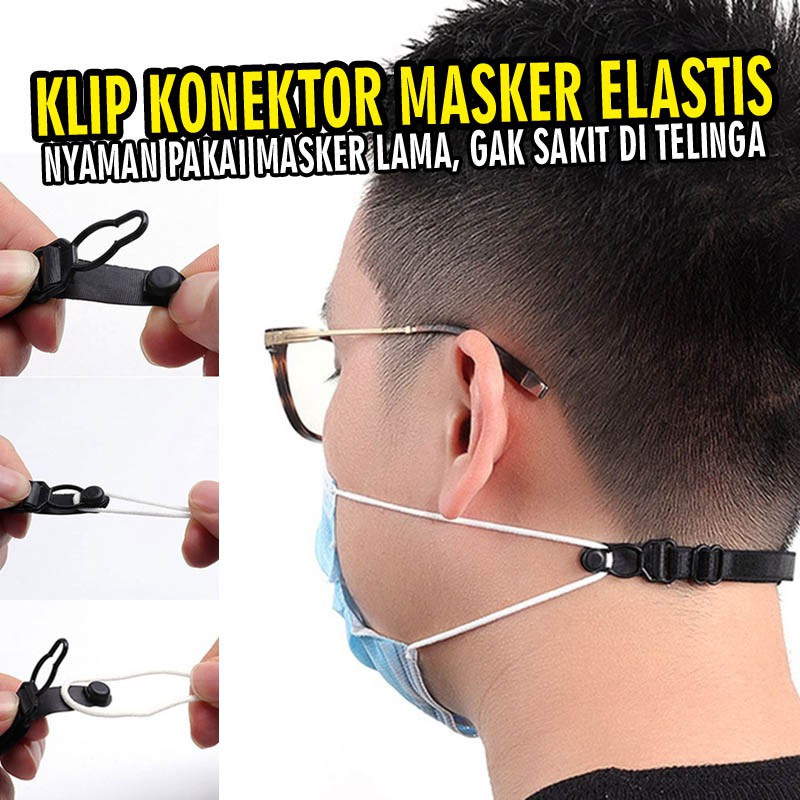 Konektor masker earloop elastis strap mask adjustable polos hijab wanita dewasa cowo cowok laki pria