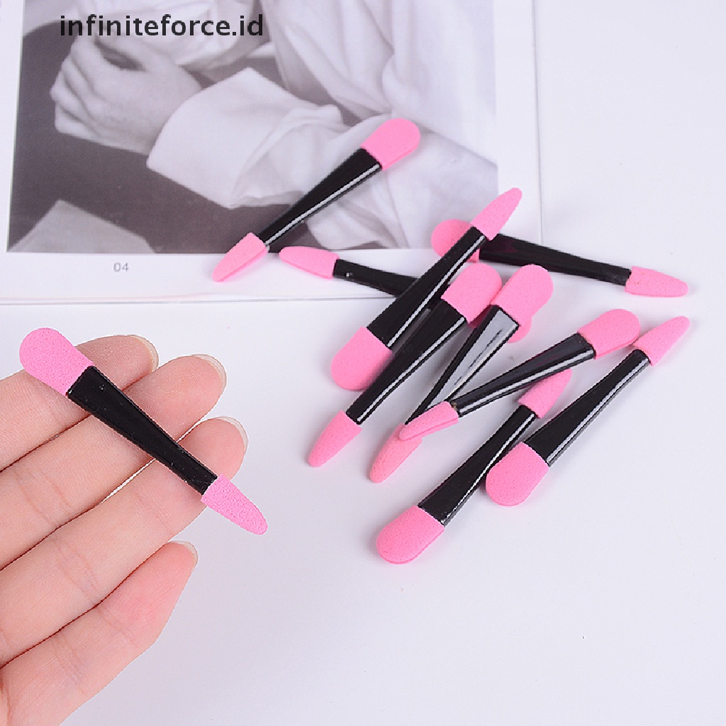 Infiniteforce.id 10pcs / Set Brush Spons Aplikator Eyeshadow Sekali Pakai Untuk Makeup / Kosmetik Wanita