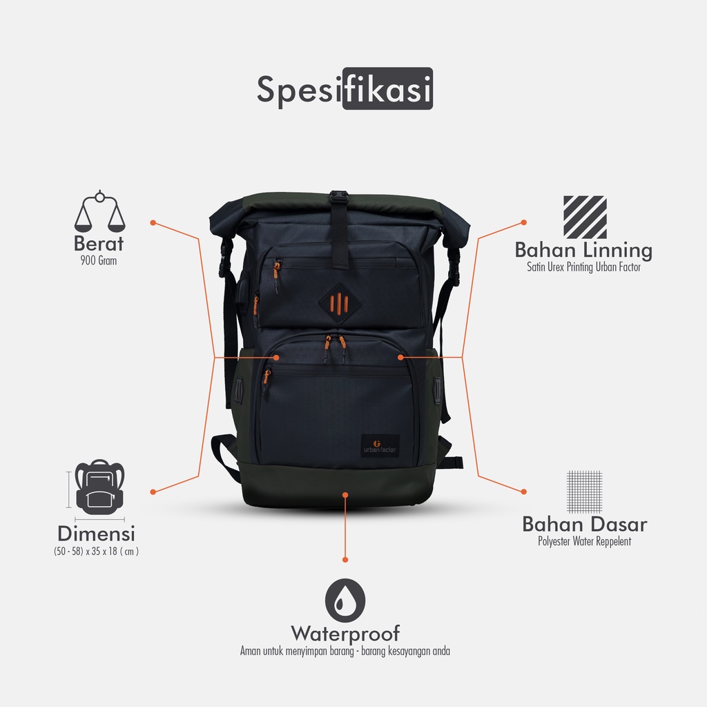 Aileron Series | Tas Ransel Laptop Punggung Ori Bag Pria Wanita Backpack Gunung | Urban Factor FORIND