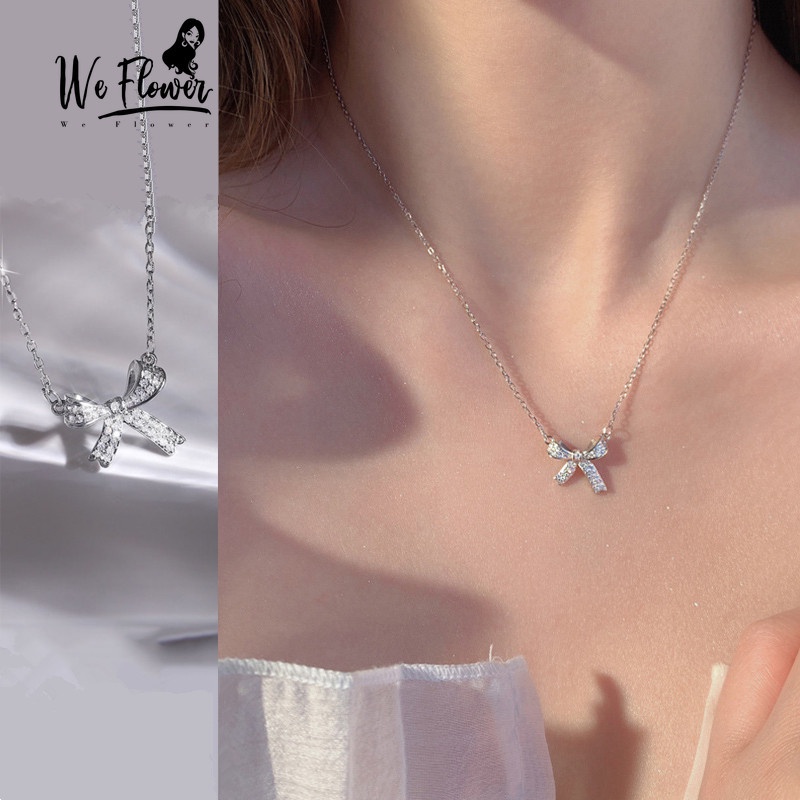 We Flower Kalung Rantai Klavikula Desain Bunga We Flower Bahan s925 Silver Gaya Korea Untuk Wanita