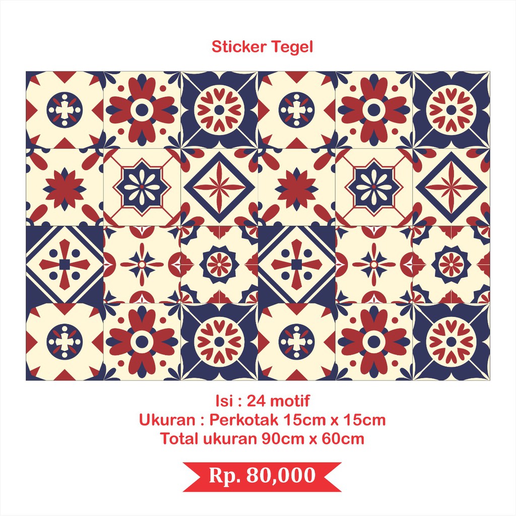 STIKER TEGEL / STIKER LANTAI / KERAMIK UKURAN 90x60 BARIS 2
