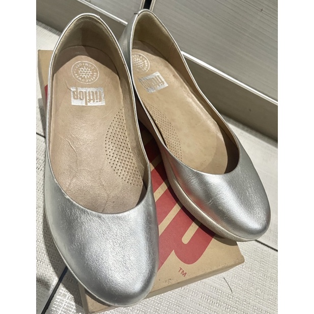 PRELOVED fitflop fit flop superballerina ballerina flats flat second bekas leather silver original