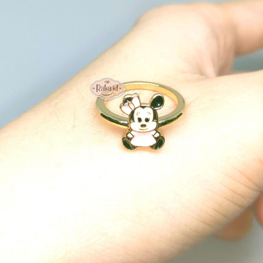 Cincin Anak Minnie Mouse Baby Pink Perhiasan Cantik Anak Lapis Emas 18k 701