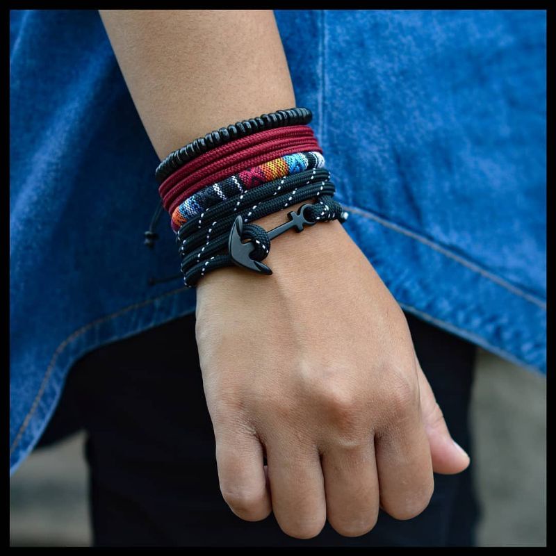 Gelang Prusik Jangkar Paketan / Gelang Tali Prusik Jangkar / Gelang Paracord / Stacked Bracelet