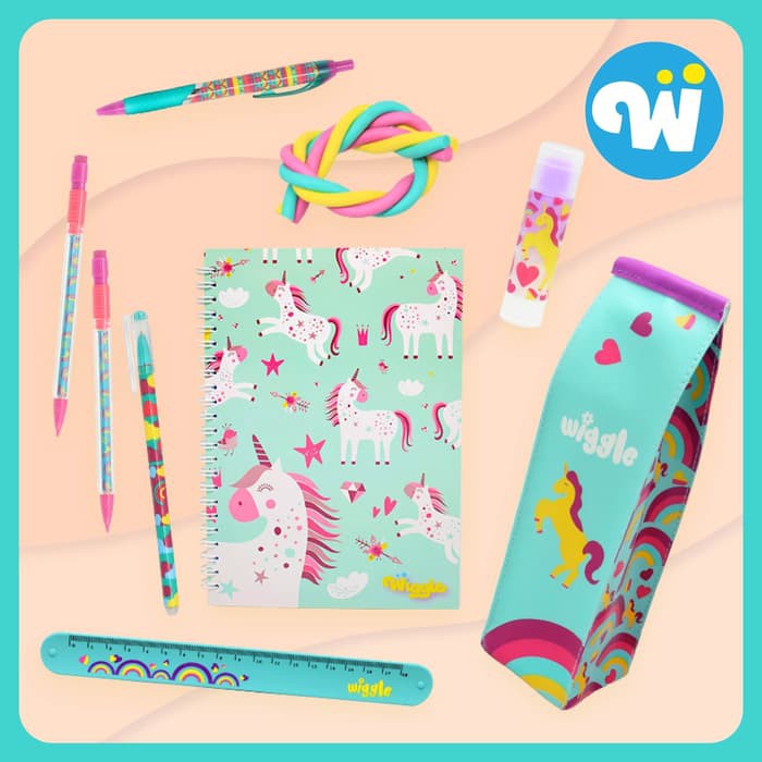 

#6765# PAKET ALAT TULIS SEKOLAH 9 PCS WIGGLE DESAIN RAINBOW