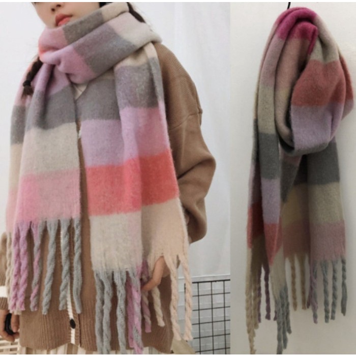 Winter Pashmina Shawl Scarf Syal Panjang Hangat dengan Tassle untuk Winter