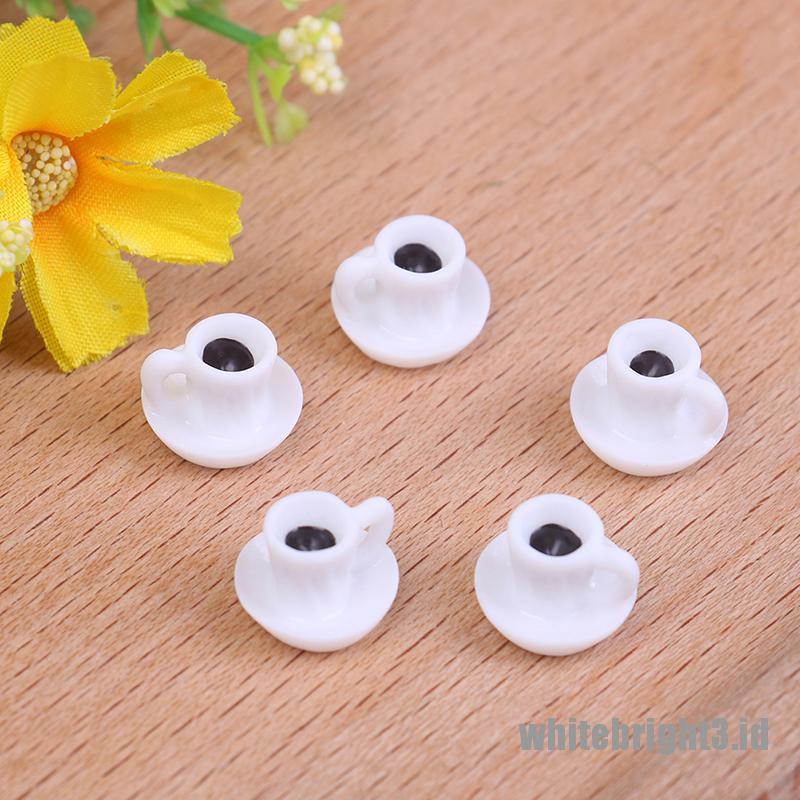 (white3) 5pcs Miniatur Cangkir Kopi Untuk Dekorasi Rumah Boneka