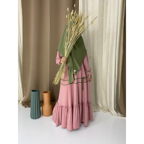 Baju Gamis Aden Jasmine Dress Ori 100% | Bahan Aura Crepe | Wudhu Friendly