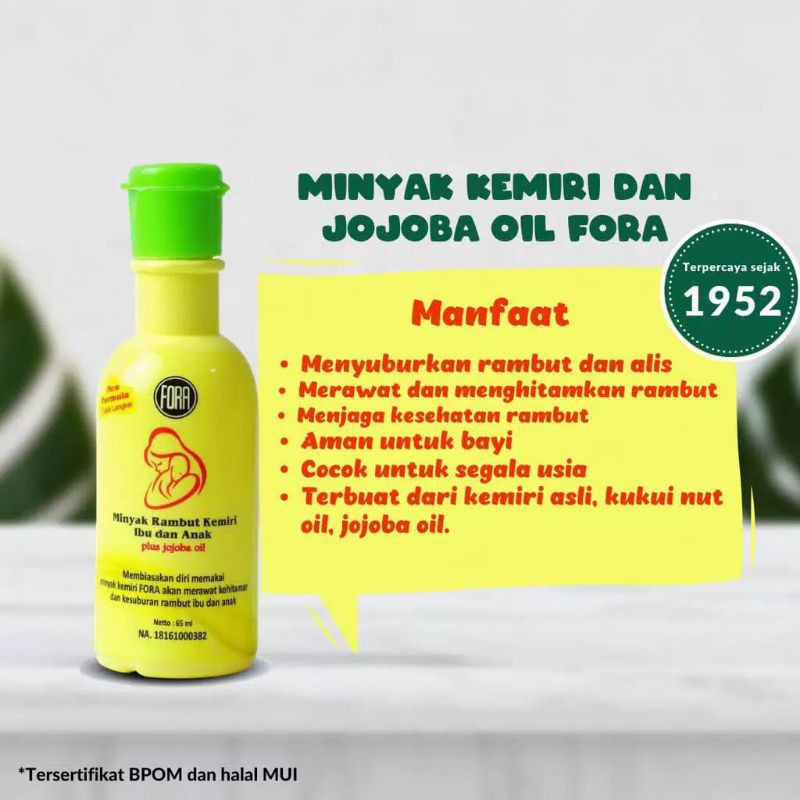 Minyak Rambut Bayi Minyak Kemiri Bayi & Jojoba Oil FORA Anti Lengket BPOM & Halal MUI