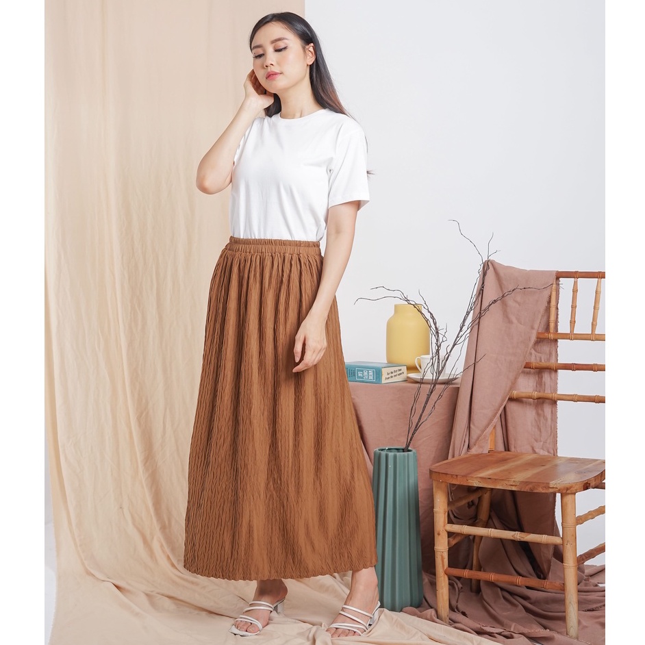 ELLA - ROK PLISKET PADI POLOS BAHAN HYGET PREMIUM