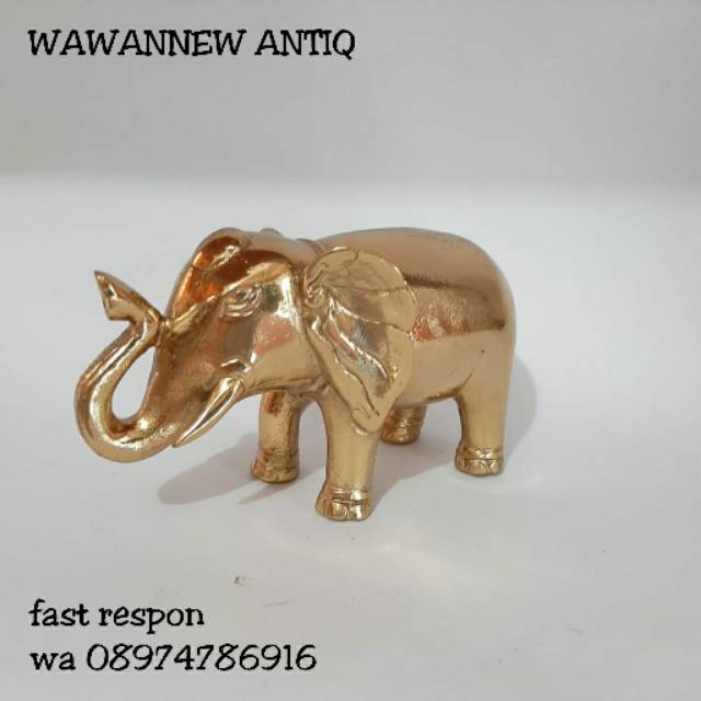 Miniatur  Pajangan Meja Lemari Pintu Kuningan Antik Murah Motif Gajah Polos 14.5cm