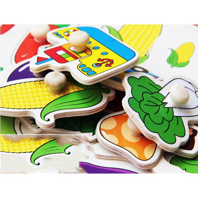 Puzzle Knop Kayu Pengasah Otak dan Motorik Anak Karakter Lucu Murah Import DD395 (1KG=6PCS) COD