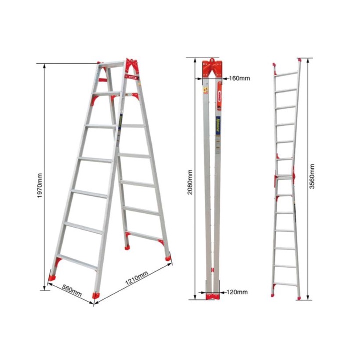 FIXSTEPS Tangga Aluminium 2in1 7 Step/Tangga Lipat/Ladder Alu