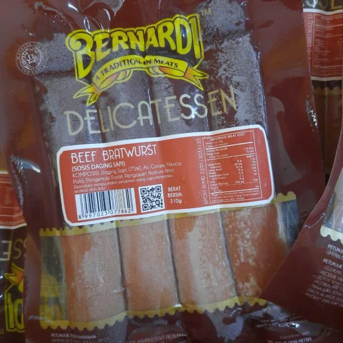 

Sosis Bernardi Delicatessen Beef Bratwurst 310G Terlaris