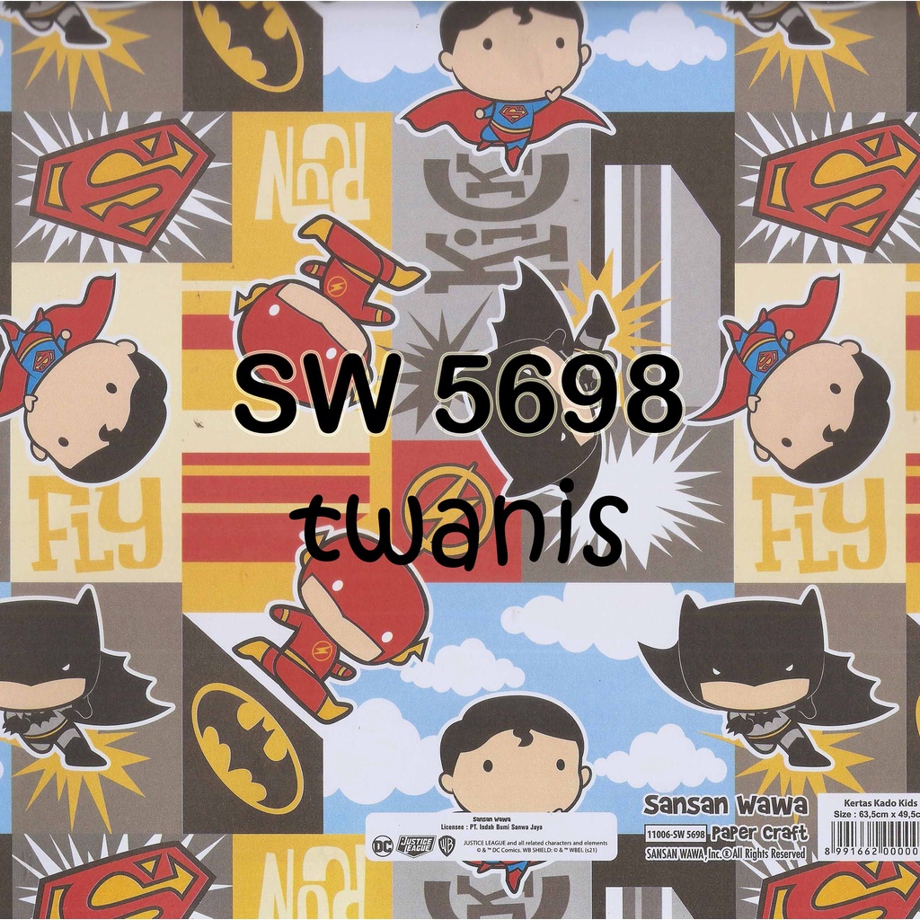 

KERTAS KADO SANWA BUNGKUS HADIAH GAMBAR SUPERHERO KODE 5698 ISI 25 LEMBAR BISA CAMPUR MOTIF LAIN MINIMAL 5 LEMBAR PER MOTIF