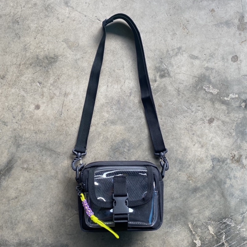horiz black clear pvc | sling bag selempang transparan