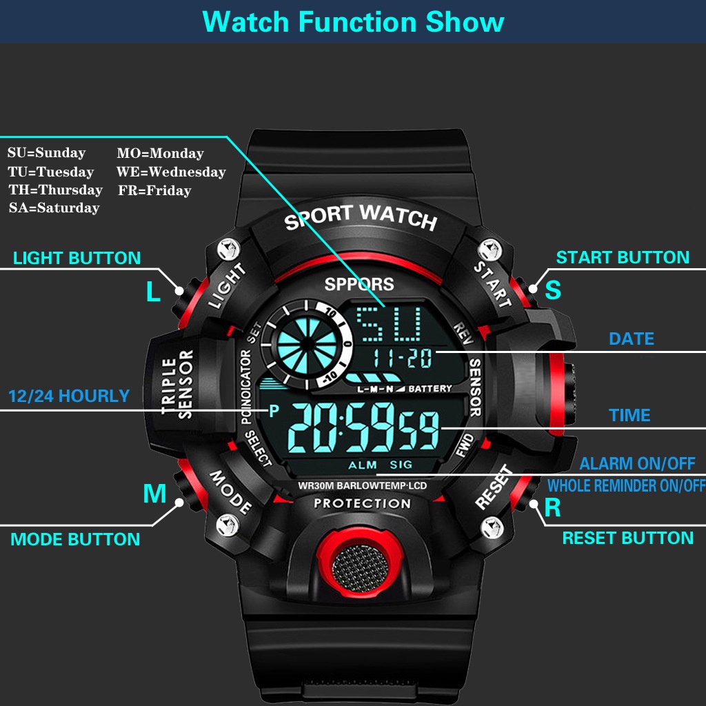 Jam Tangan Digital Pria Dual Time Sport Watch / Jam Tangan Pria Sport Watch Fashion