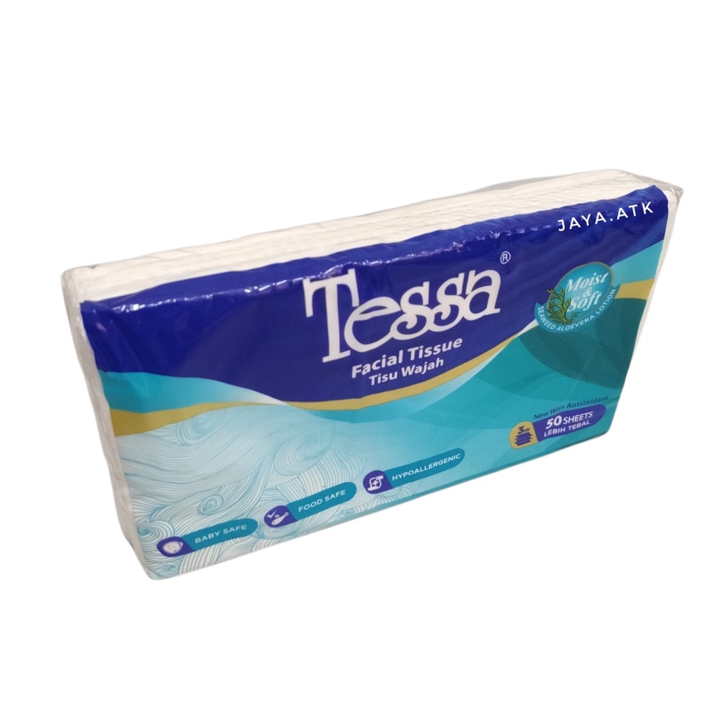 TISU WAJAH TRAVEL TESSA ISI 50 3 PLY FACIAL TISSUE SOFT HYPOALLERGENIC BABY SAFE