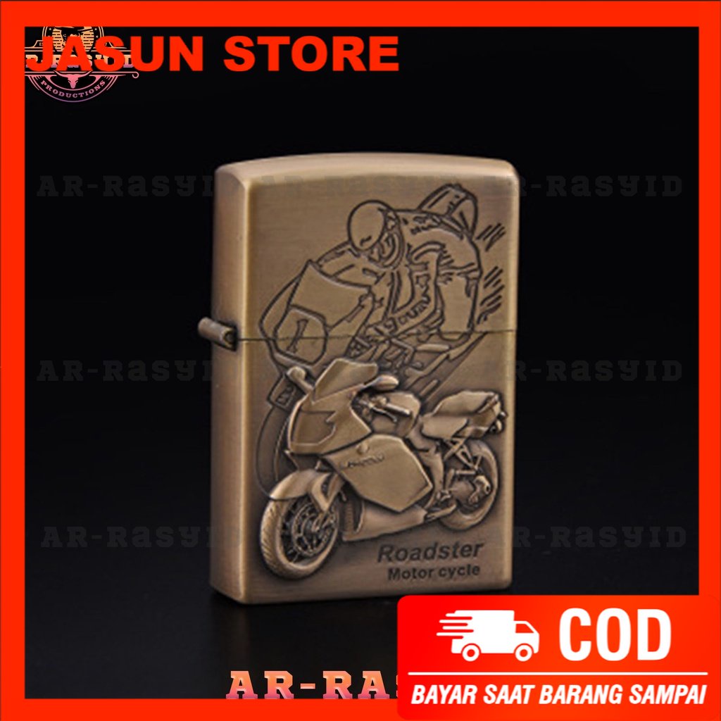 BISA COD! Korek Api Zippo Roda Api Minyak Jiantai Motif Motor JT-6069