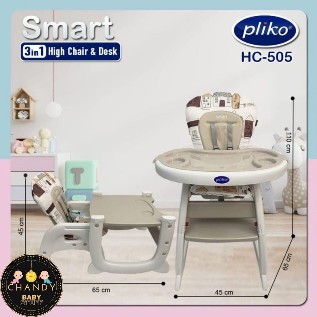 KURSI MAKAN BAYI PLIKO HIGH CHAIR &amp; DESK 3 IN 1 SMART HC 505