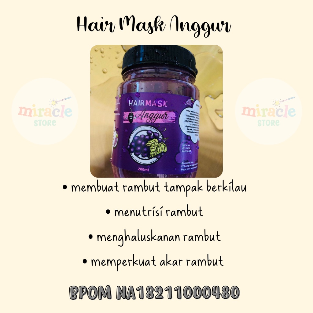 [BPOM]HAIR MASK|CONDITIONER|HAIR MIST|MASKER RAMBUT CREAMBATH PERAWATAN ALA SALON ANTI RAMBUT RONTOK MAKARIZO HAIR MASK ACL ZBEAUTYCARE HAIR MASK MURAH CREAMBATH MURAH PERAWATAN RAMBUT RONTOK RUSAK KERING KETOMBE TREATMENT RAMBUT MURAH VITAMIN RAMBUT-HAIR MASK ANGGUR