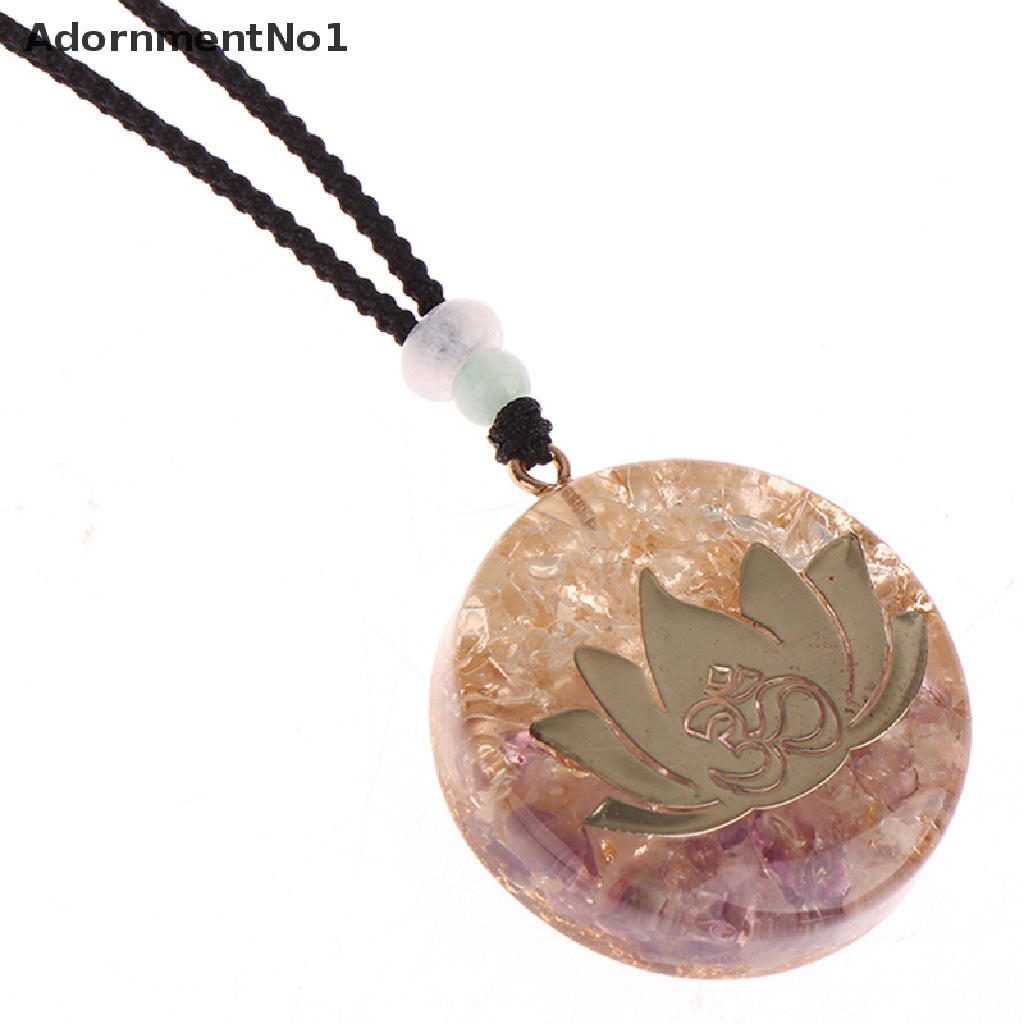 (AdornmentNo1) Orgonite Amethyst Liontin Lotus Orgonit Untuk Kalung / Yoga