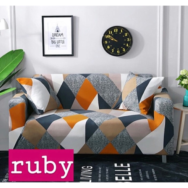 Cover sarung sofa 3 seater motif ruby