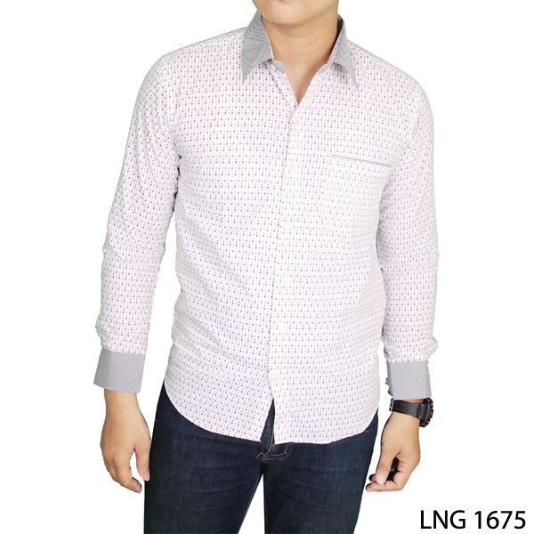 Kemeja Casual Standar Panjang Katun Putih LNG 1675